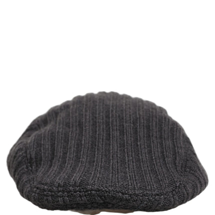 Dolce & Gabbana Men Dark Gray Wool Knitted Newsboy Capello Hat