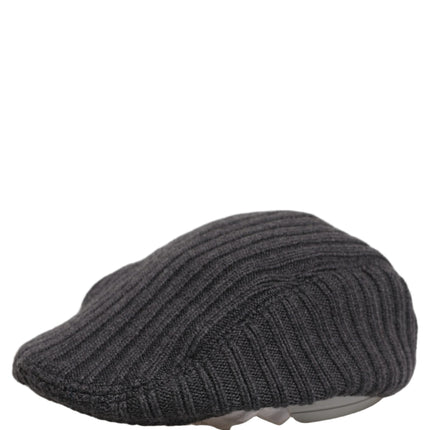 Dolce & Gabbana Men Dark Gray Wool Knitted Newsboy Capello Hat