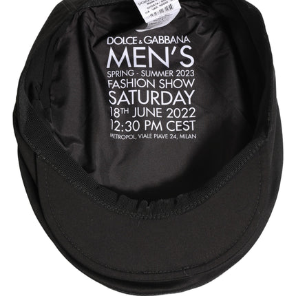 Dolce & Gabbana Men Black Cotton Stretch Newsboy Cloth Capello Hat