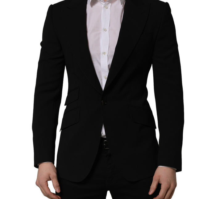 Dolce & Gabbana Black Wool Single Breasted Men Blazer Jacket