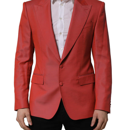 Dolce & Gabbana Red Wool Single Breasted Men Blazer Jacket
