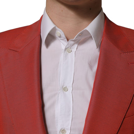 Dolce & Gabbana Red Wool Single Breasted Men Blazer Jacket