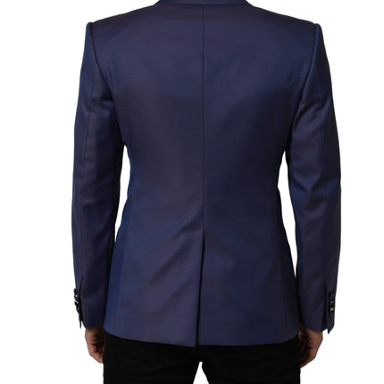 Dolce & Gabbana Blue Wool Double Breasted Men Blazer Jacket