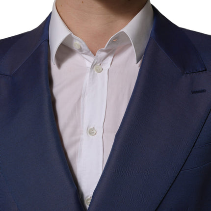 Dolce & Gabbana Blue Wool Double Breasted Men Blazer Jacket