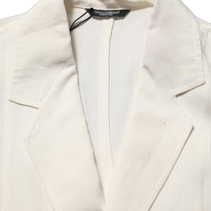 Dolce & Gabbana Off White Flax Single Breasted Blazer Jacket