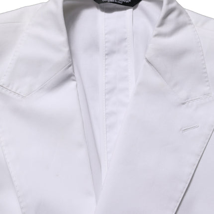 Dolce & Gabbana White Cotton Double Breasted Blazer Jacket