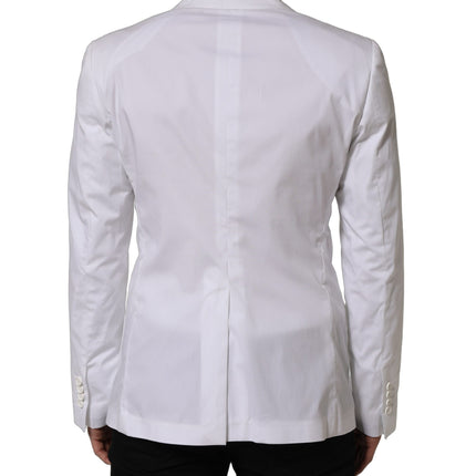 Dolce & Gabbana White Cotton Double Breasted Blazer Jacket
