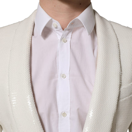 Dolce & Gabbana White Viscose Single Breasted Blazer Jacket