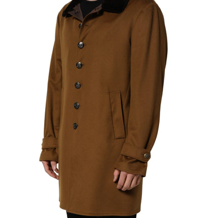 Dolce & Gabbana Brown Cashmere Mink Fur Men Overcoat Jacket