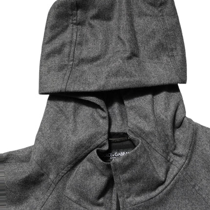 Dolce & Gabbana Gray Cotton Men Hooded Full Zip Bomber Jacket