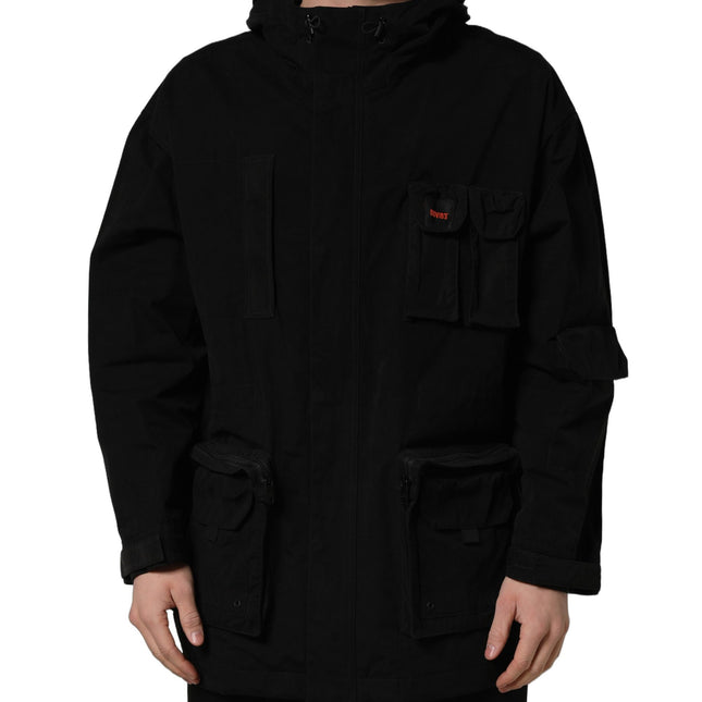 Dolce & Gabbana Black Nylon Men Hooded Windbreaker Jacket