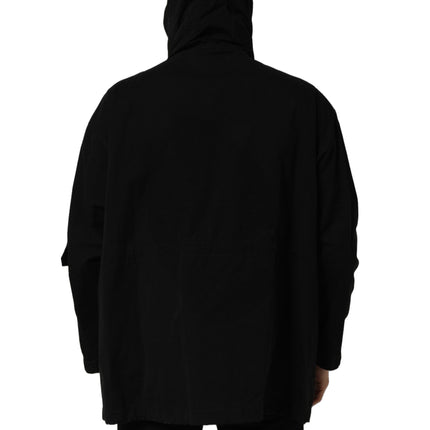 Dolce & Gabbana Black Nylon Men Hooded Windbreaker Jacket