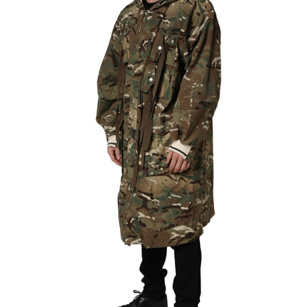 Dolce & Gabbana Multicolor Camouflage Hooded Coat Jacket