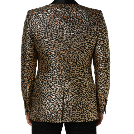 Dolce & Gabbana Gold Leopard Single Breasted Men Coat Jacket