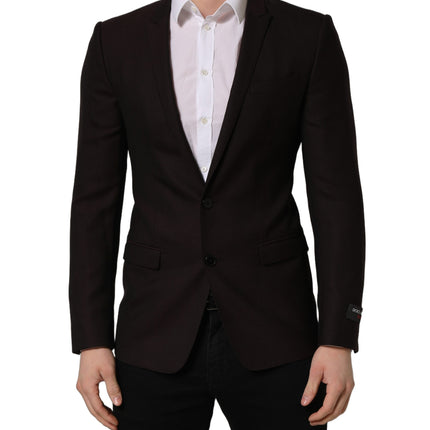 Dolce & Gabbana Brown Wool GOLD Single Breasted Men Jacket