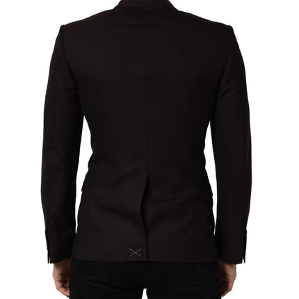 Dolce & Gabbana Brown Wool GOLD Single Breasted Men Jacket