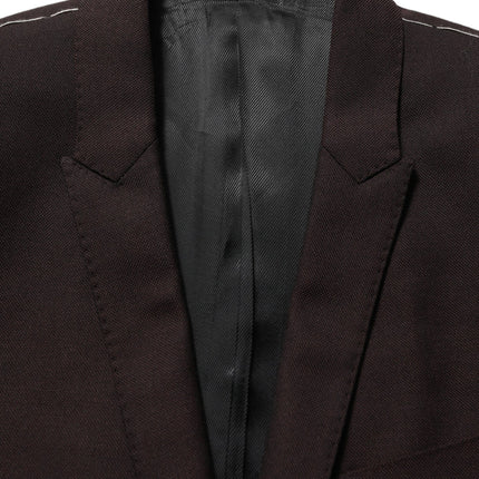 Dolce & Gabbana Brown Wool GOLD Single Breasted Men Jacket