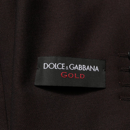 Dolce & Gabbana Brown Wool GOLD Single Breasted Men Jacket