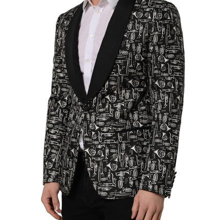 Dolce & Gabbana Black Crystal Embellished Coat Blazer Jacket