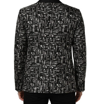 Dolce & Gabbana Black Crystal Embellished Coat Blazer Jacket