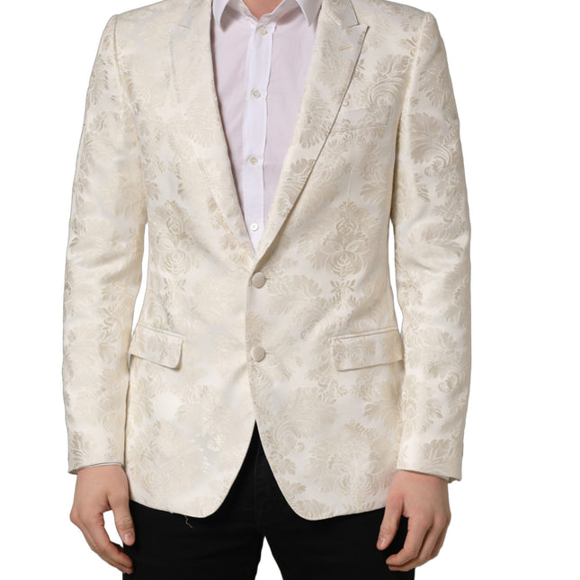 Dolce & Gabbana Off White Floral Single Breasted Men Jacket