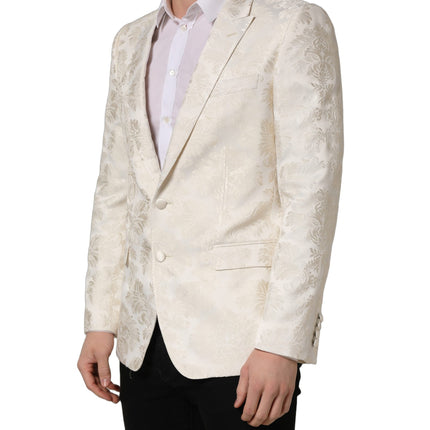 Dolce & Gabbana Off White Floral Single Breasted Men Jacket