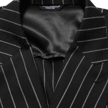 Dolce & Gabbana Black Stripes Wool Double Breasted Jacket