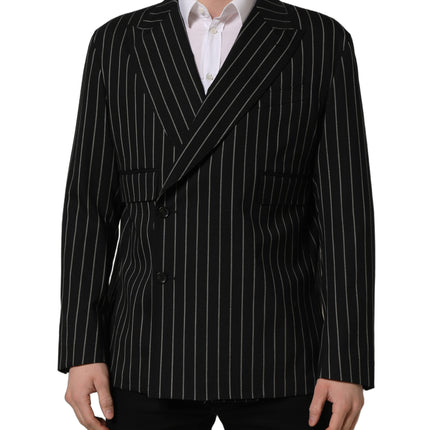 Dolce & Gabbana Black Stripes Wool Double Breasted Jacket