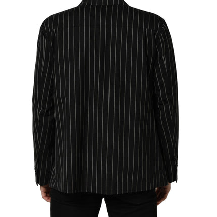 Dolce & Gabbana Black Stripes Wool Double Breasted Jacket