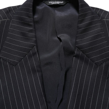 Dolce & Gabbana Black Stripes Wool Double Breasted Jacket