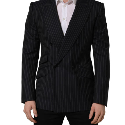 Dolce & Gabbana Black Stripes Wool Double Breasted Jacket