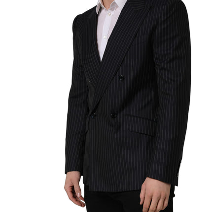 Dolce & Gabbana Black Stripes Wool Double Breasted Jacket