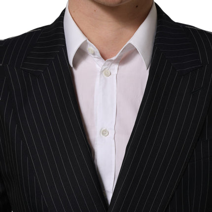 Dolce & Gabbana Black Stripes Wool Double Breasted Jacket