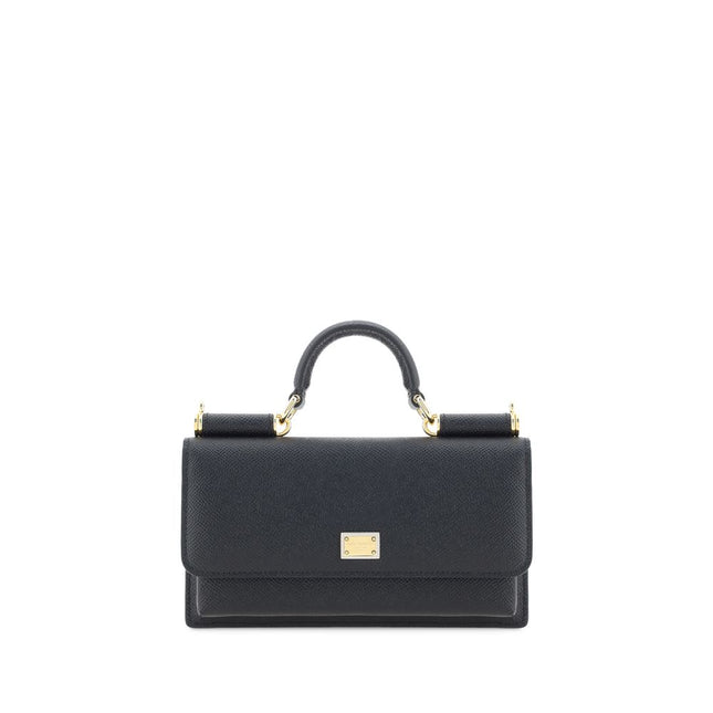 Dolce & Gabbana Black Calf Leather Bos Taurus Shoulder Bag