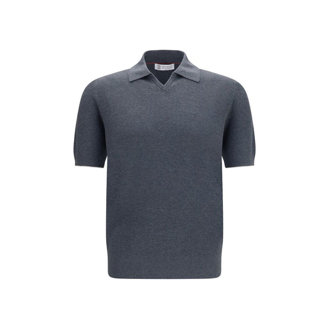 Brunello Cucinelli Gray Cotton Polo Shirt