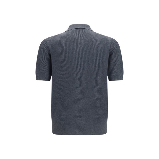 Brunello Cucinelli Gray Cotton Polo Shirt