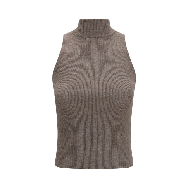 Brunello Cucinelli Brown Cashmere Sleeveles Sweater