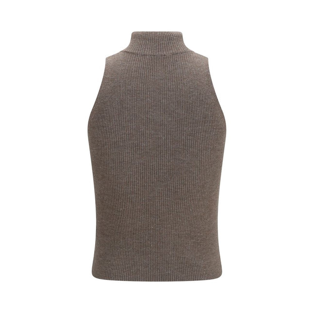Brunello Cucinelli Brown Cashmere Sleeveles Sweater