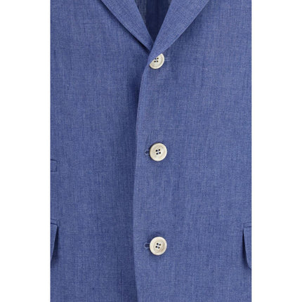 Brunello Cucinelli Blue Linen Full-Length Jacket