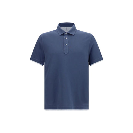 Brunello Cucinelli Blue Cotton Polo Shirt