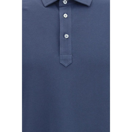 Brunello Cucinelli Blue Cotton Polo Shirt
