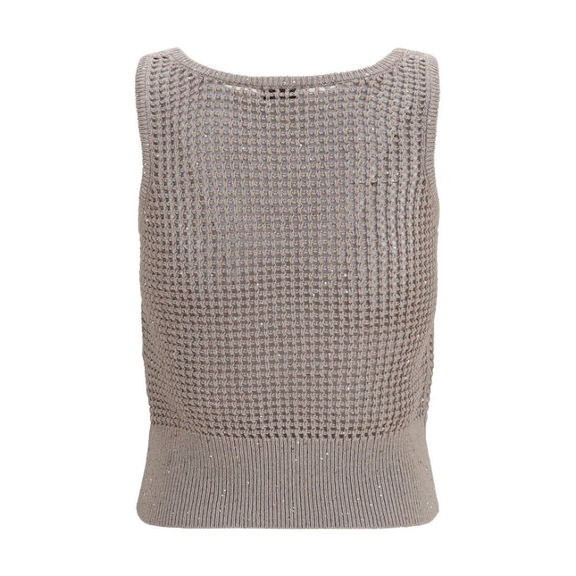 Brunello Cucinelli Beige Cotton Tank Tops