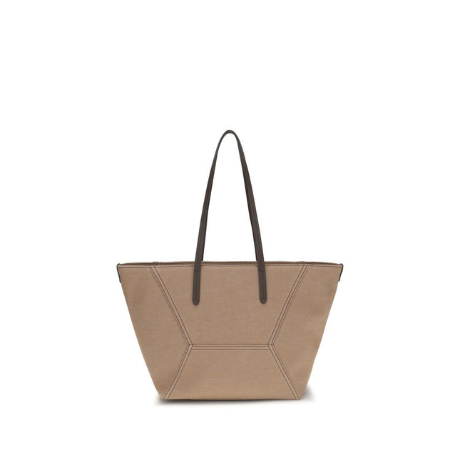 Brunello Cucinelli Beige Cotton Shoulder Bag