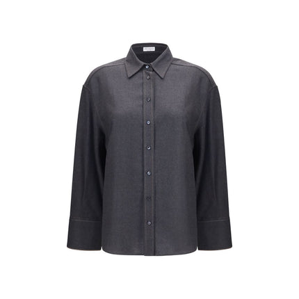 Brunello Cucinelli Gray Wool Oves Aries Dress Shirt