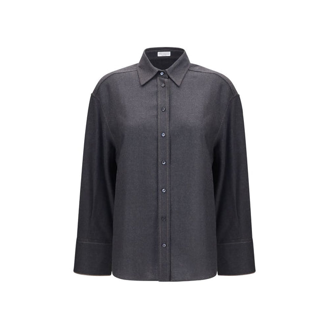 Brunello Cucinelli Gray Wool Oves Aries Dress Shirt