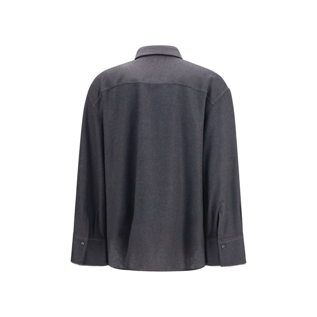 Brunello Cucinelli Gray Wool Oves Aries Dress Shirt