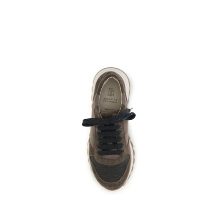 Brunello Cucinelli Brown Calf Leather Bos Taurus Athletic Sneakers