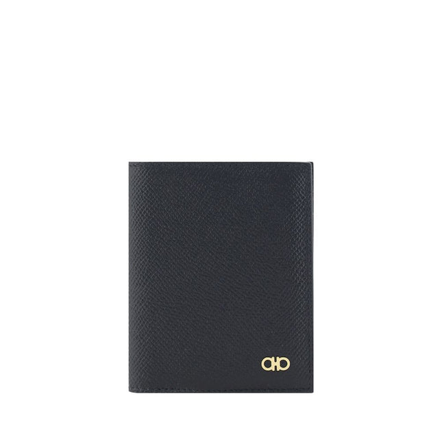 Ferragamo Black Calf Leather Bos Taurus Wallet