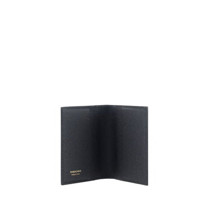 Ferragamo Black Calf Leather Bos Taurus Wallet