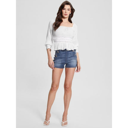 Guess White Ramie Tank Tops